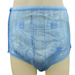 Culotte d'incontinence Bleue à bouton pression en pvc - Homme / Femme