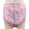 Culotte d'incontinence à pression en pvc rose vue de face marque haian