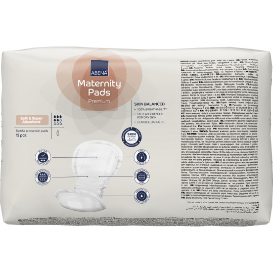 Compresas de Maternidad ABENA - 825 ml - Protección Post-Parto