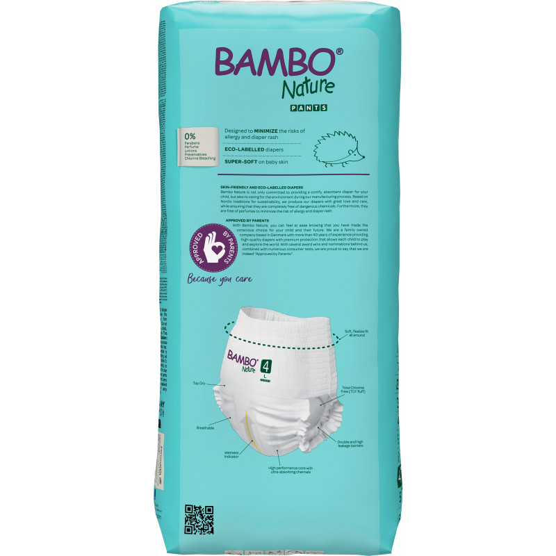 Pañales tipo pants Bambo Nature T4 - Papel 7 a 14 kg - Ecológicos