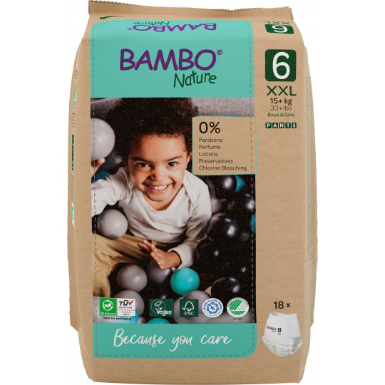 Pañales tipo pants Bambo Nature T6 - 16 a 30 kg - Ecológicos