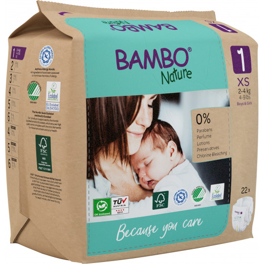 Pannolini Bambo Nature T1 - Protezione Eco-Friendly 2-4 kg