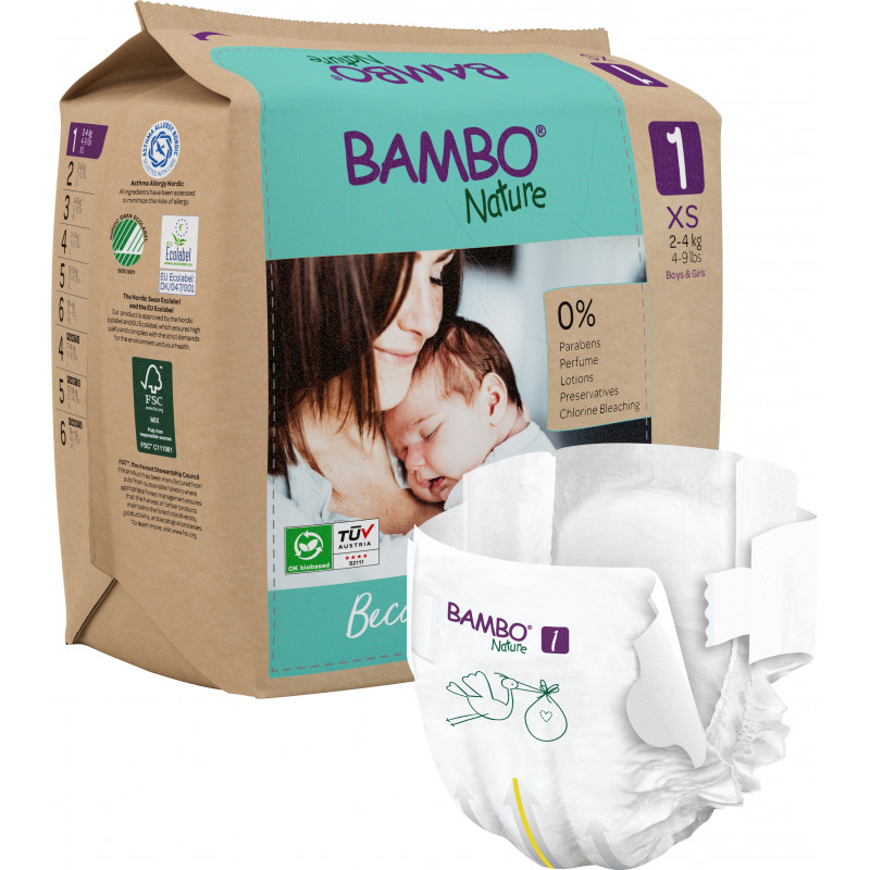 Pannolini Bambo Nature T1 - Protezione Eco-Friendly 2-4 kg
