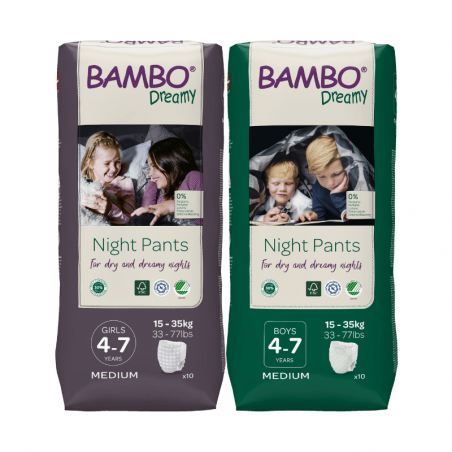 Couches Bébé nuit éco-responsable Bambo Nature 4 - 7 ans / 15 - 35 kg